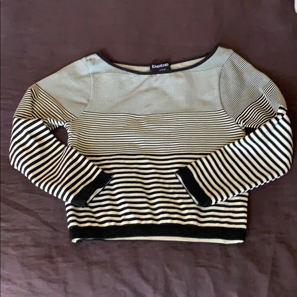 Bebe Stripe Long Sleeve Crop top. - Picture 3 of 3
